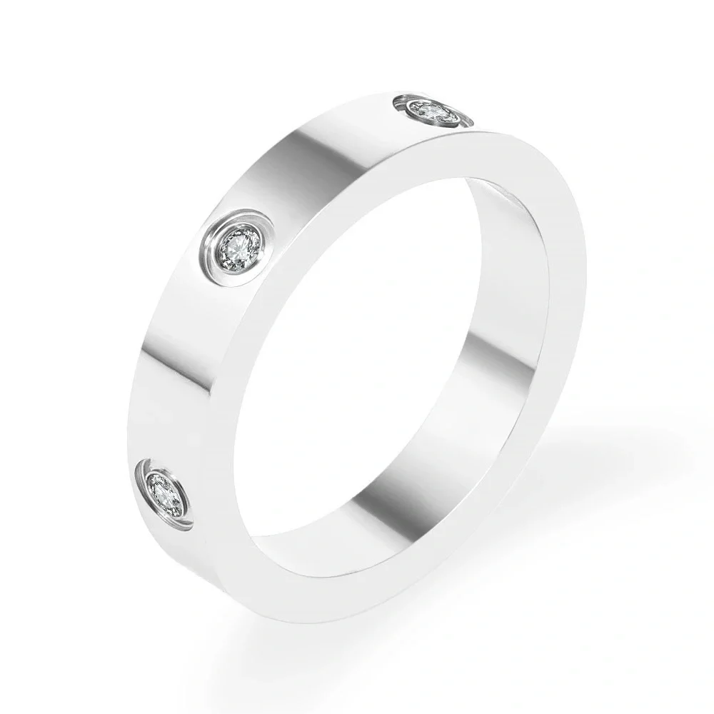 18K Gold Plated Stainless Steel Band Style Ring with CZ - Picture 10 of 10